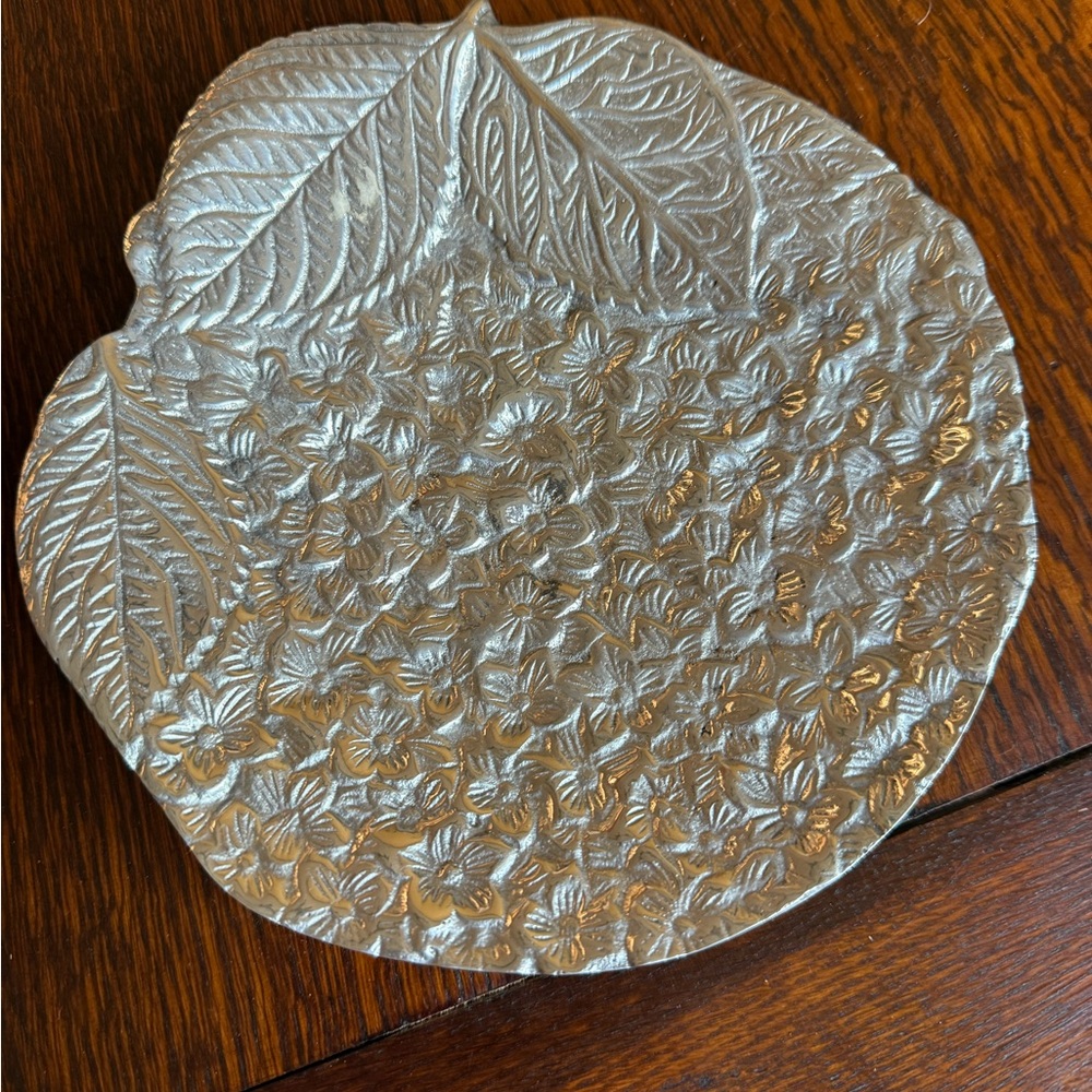 Nambe Silver Leaf and Floral Decorative Tray